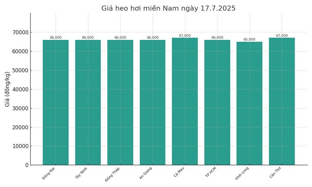 Gia heo hoi ngay 17.7 tai khu vuc mien Nam. Do hoa: Thuy Linh
