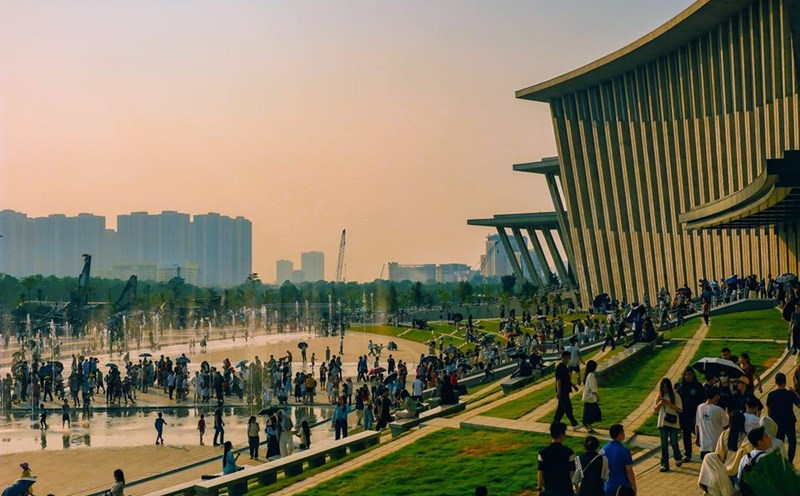 The Vietnam Military History Museum under the sunset.