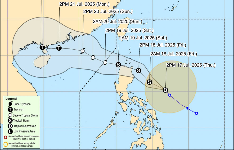 Du bao duong di va vung anh huong cua ap thap nhiet doi sap manh len thanh bao so 3 tren Bien Dong. Anh: PAGASA
