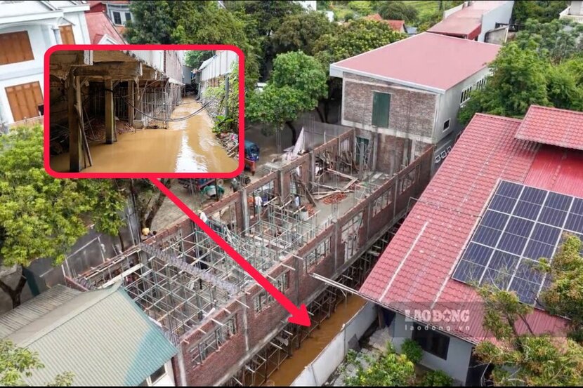 Người dân cho rằng khu nghỉ dưỡng Khoa Niệm tại xã Thanh Thủy, tỉnh Phú Thọ xây xâm lấn công trình thủy lợi. Ảnh: Anh Huy.