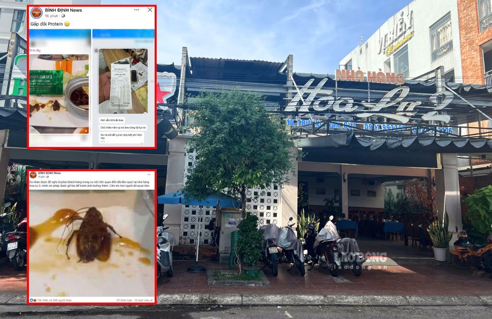 当局は、ホアル2レストラン（Quy Nhon Nam Ward、Gia Lai州）でお客様にサービスを提供するために料理にゴキブリが登場したと判断しました。写真：Hoai Phuong