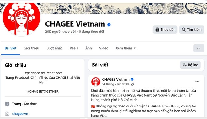 Thong bao dia chi cua hang cua “CHAGEE Vietnam” tai TPHCM. Anh: Minh Quan chup lai