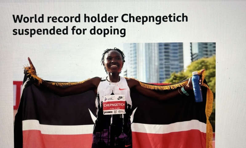 マラソン選手のルース・チェピメティッチ。イギリスの新聞からの写真。