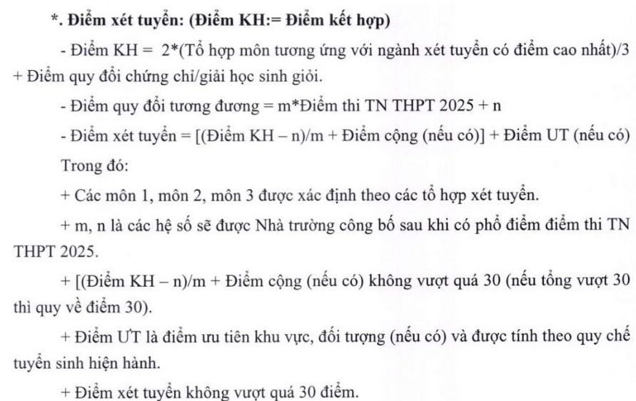 Cach tinh diem xet tuyen theo phuong thuc xet tuyen 6 cua Truong Dai hoc Thai Nguyen. Nguon: Truong Dai hoc Thai Nguyen