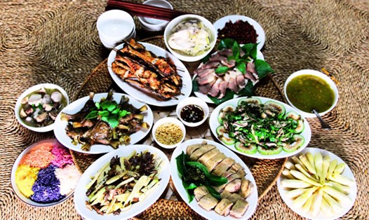 Văn hóa ẩm thực của đồng bào Tày có bề dày truyền thống, đa dạng, phong phú. Ảnh: Hoàng Thu