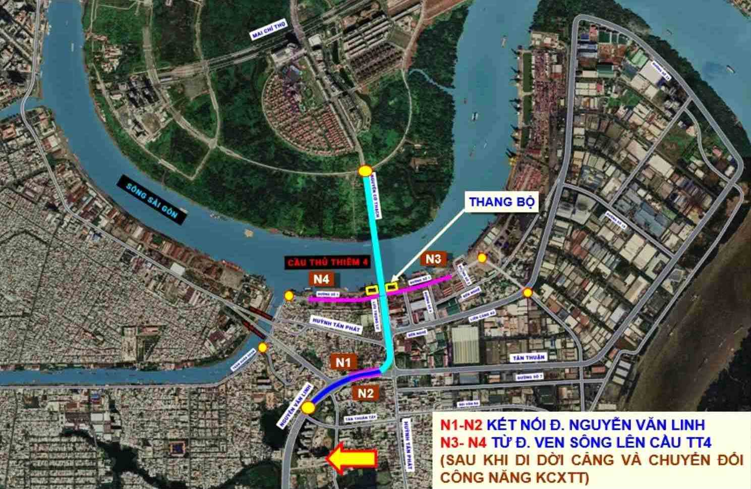 Huong tuyen cau Thu Thiem 4.  Anh: So Xay dung TPHCM