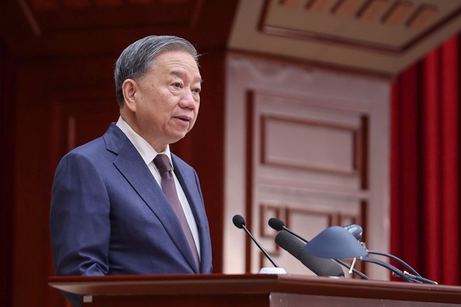 General Secretary To Lam delivered the opening speech at the 12th Central Conference. Photo: Nhat Bac