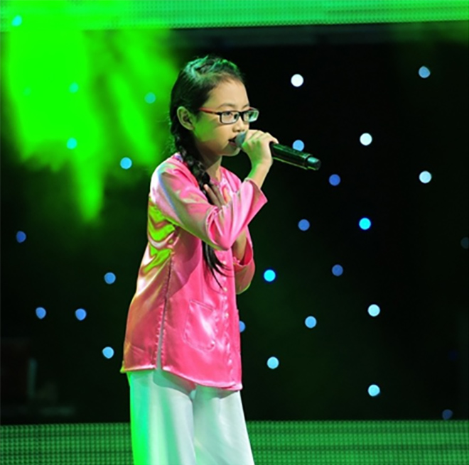 Phuong My Chi khi thi Giong hat Viet nhi. Anh: VTV3