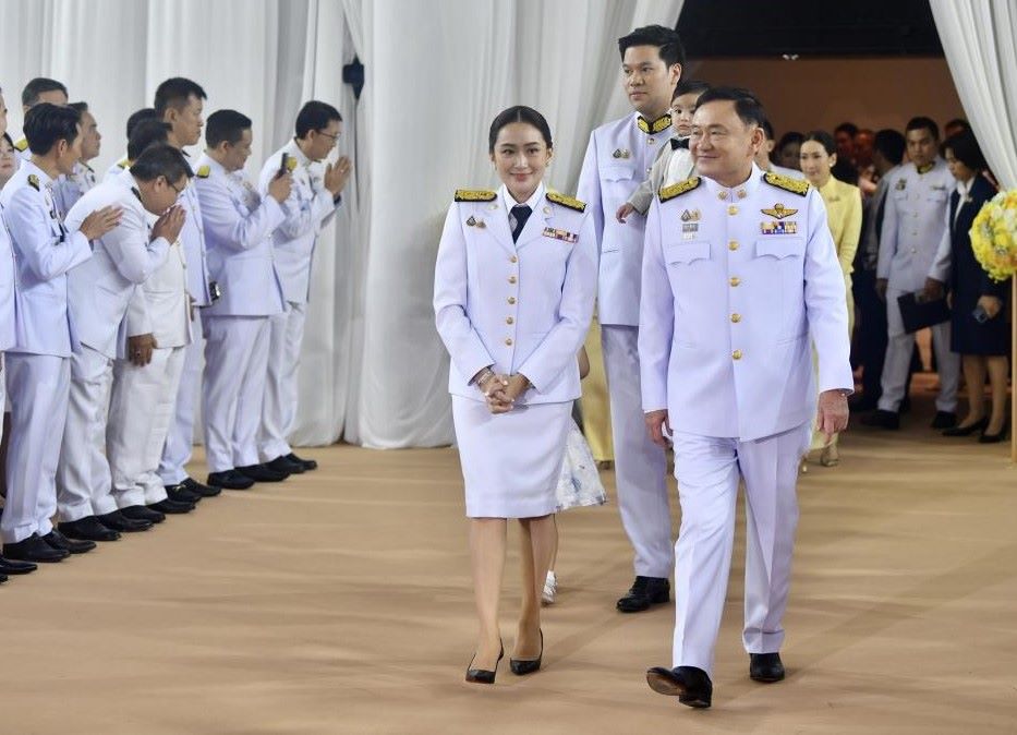 2024년 8월 18일 딸 Paetongtarn Shinawatra의 총리 취임식에서 탁신 씨. 사진: 신화통신