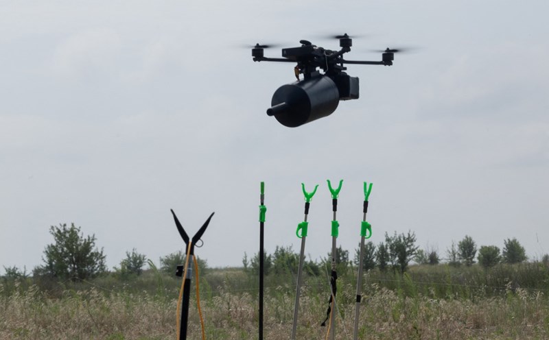 A test of a Ukrainian drone. Photo: AFP