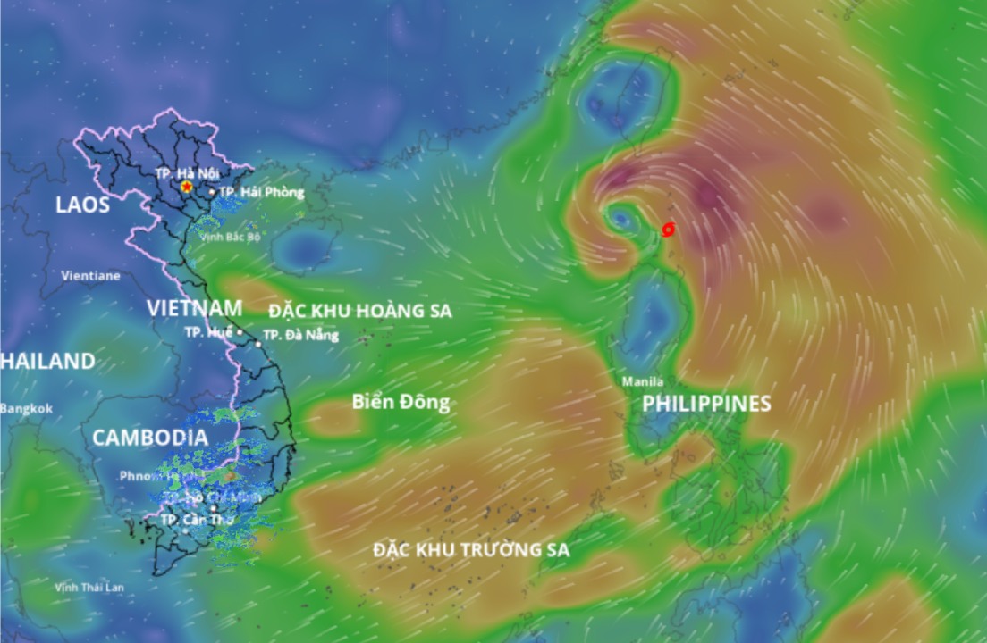 7月18日夜の台風Wiphaの位置 出典:ベトナム自然災害監視システム