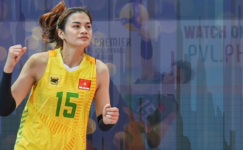Main volleyball striker Vi Thi Nhu Quynh. Graphic photo: Tam Nguyen