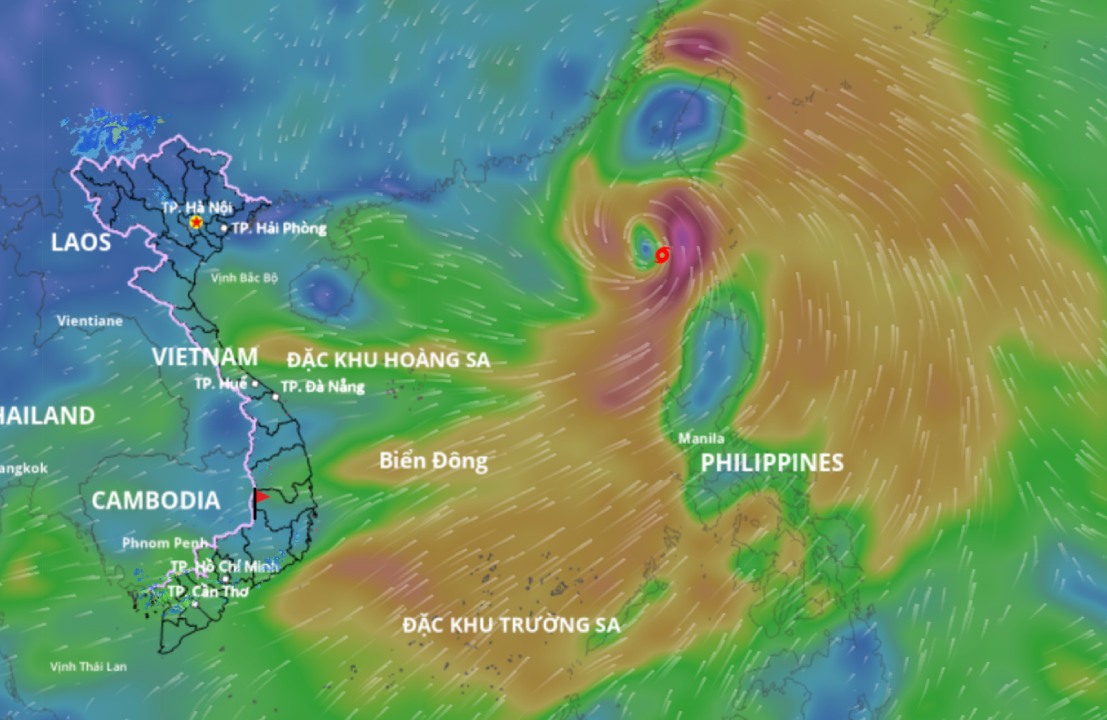 7月19日午前8時の台風3号の位置。出典:ベトナム自然災害監視システム