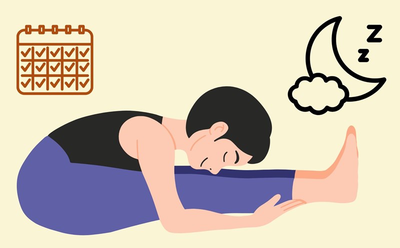The habit of gently stretching before bed helps people after 40 sleep better. Graphics: Thanh Thanh