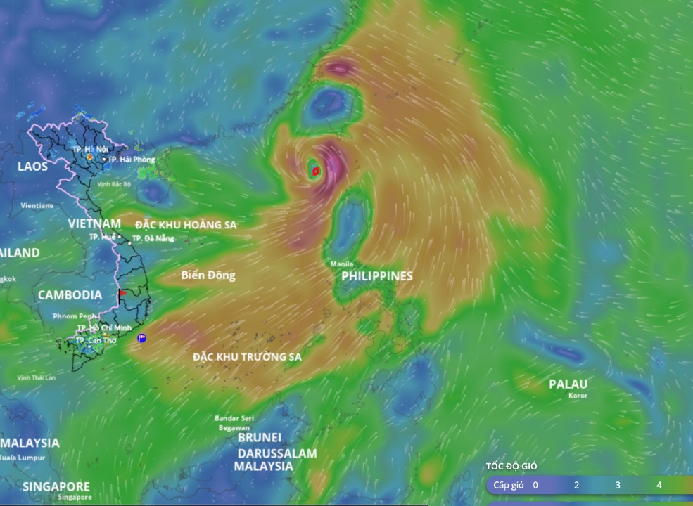 7月19日午前11時の台風Wiphaの位置情報を更新。出典:ベトナム自然災害監視システム