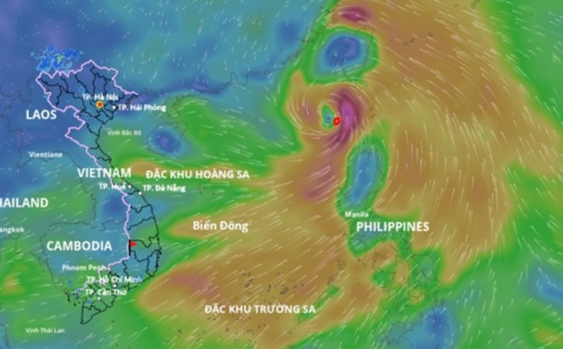 Location of storm No. 3 at 8:00 a.m. on July 19. Source: Vietnam Disaster Monitoring System