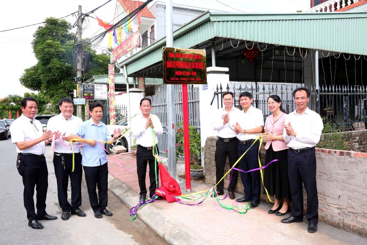Thanh To通りとNha Mac通りの公共照明システムの標識を結びます。写真:Hai Phong TTDT