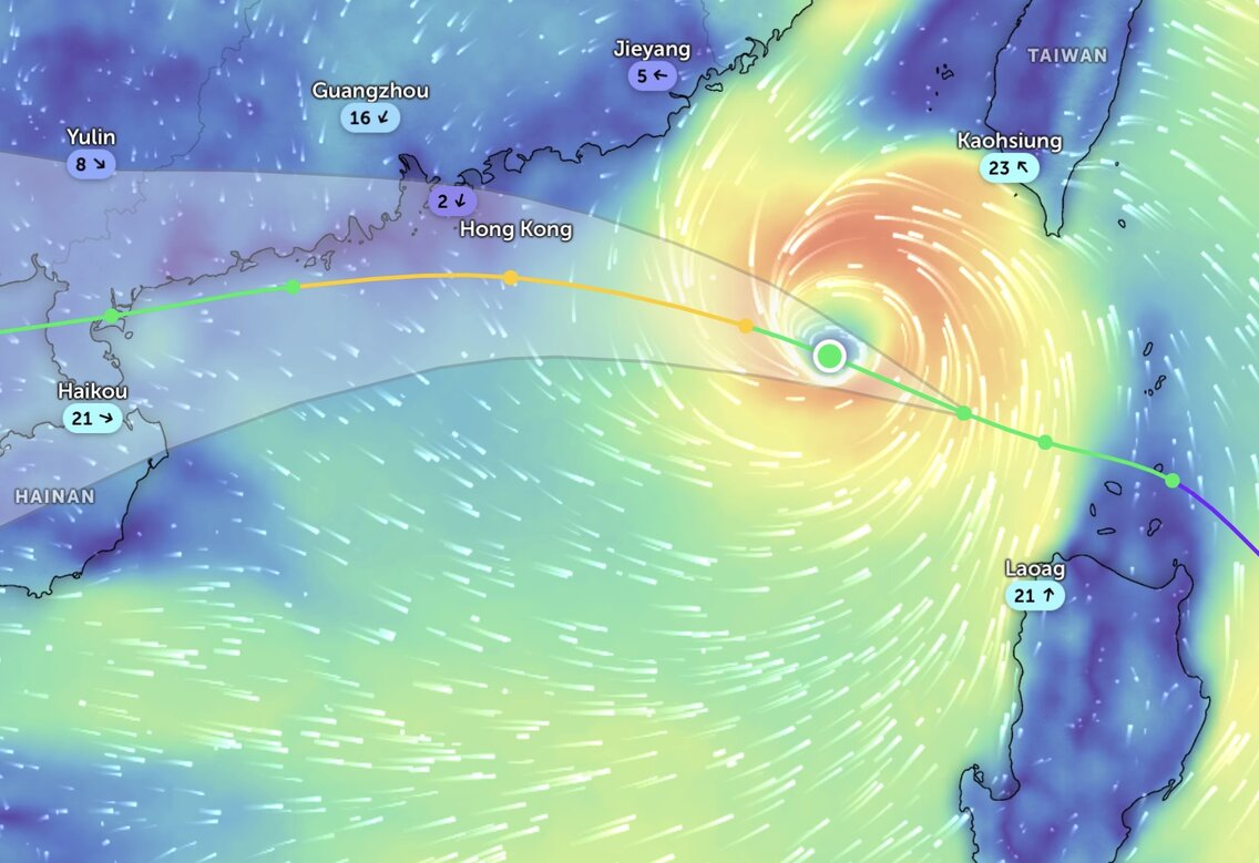 7월 19일 오후 동해상 위파 태풍 위치 사진: Zoom Earth