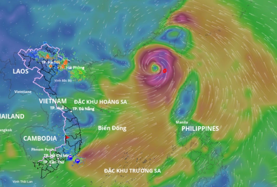 7月19日午後3時の台風3号Wiphaの位置情報更新。写真:ベトナム自然災害監視システム