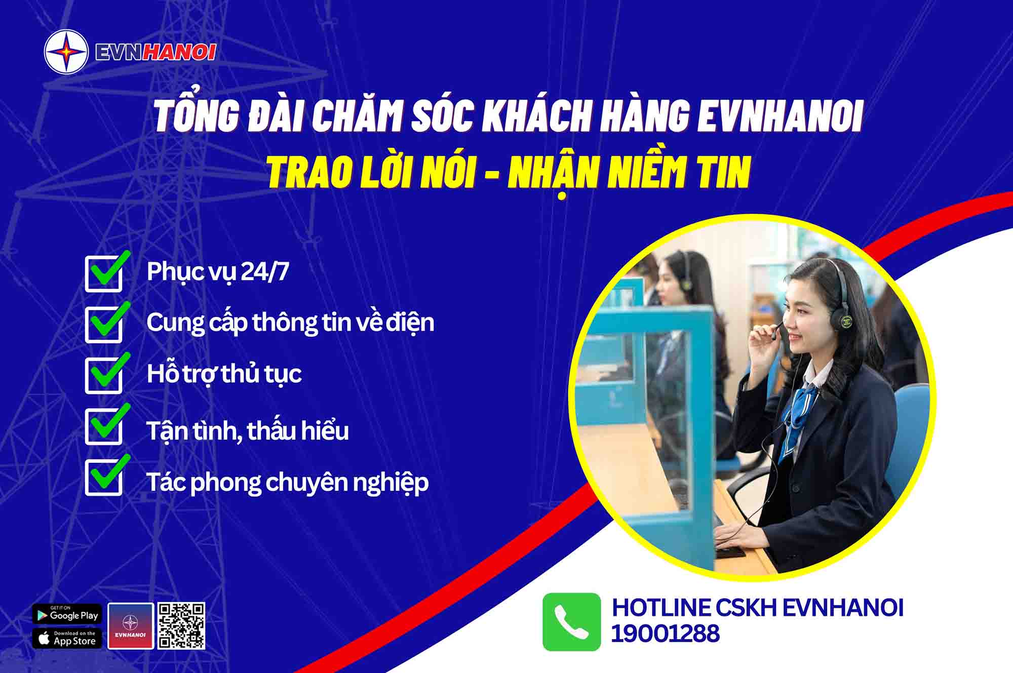 Tong dai cham soc khach hang EVNHANOI 19001288. Anh: Viet Anh.