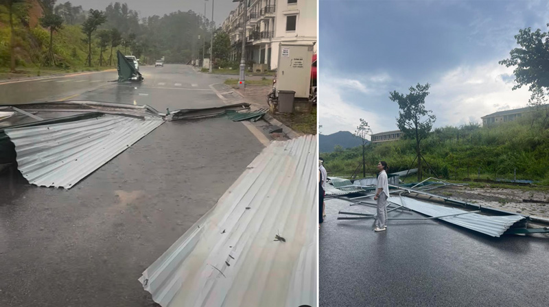 Tai Cao Bang mua da, giong loc va gio lon da lam hu hai nhieu tai san. Anh: Tan Van