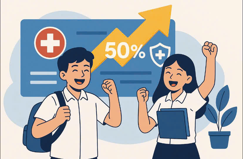 학생 의료 보험 지원 수준을 50%로 인상합니다. 그래픽: Huong Giang