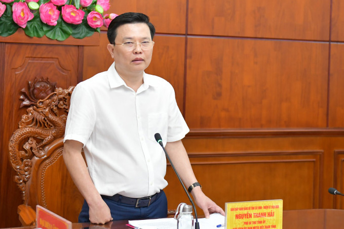 Pho Bi thu Tinh uy, Chu tich Uy ban MTTQ Viet Nam tinh Nguyen Thanh Hai phat bieu tai hoi nghi. Anh: Cong TTDT Tay Ninh