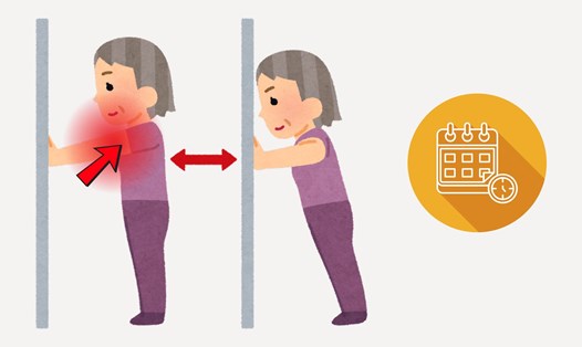 Chống đẩy với tường là bài tập giúp cánh tay săn chắc ở người trung niên. Đồ họa: Thanh Thanh
