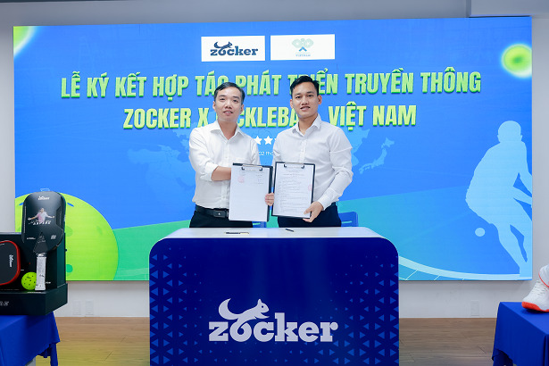 Dai dien Zocker ki ket hop tac phat trien truyen thong giua thuong hieu va Pickleball Viet Nam. Anh: Dinh Thao