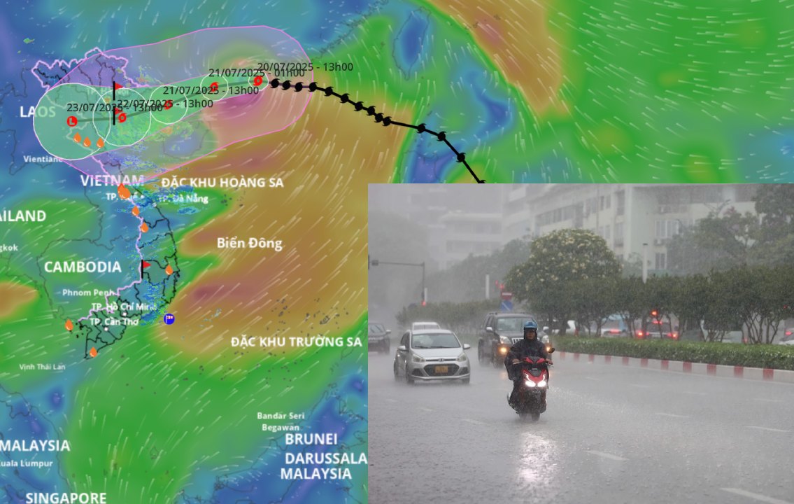 El pronostico de la tormenta No. 3 de la wipha causara fuertes lluvias en el norte desde el 21 de julio, a partir de la noche del 20 de julio, el local tiene fuertes lluvias. Fuente de la tormenta: sistema de monitoreo de desastres naturales de Vietnam