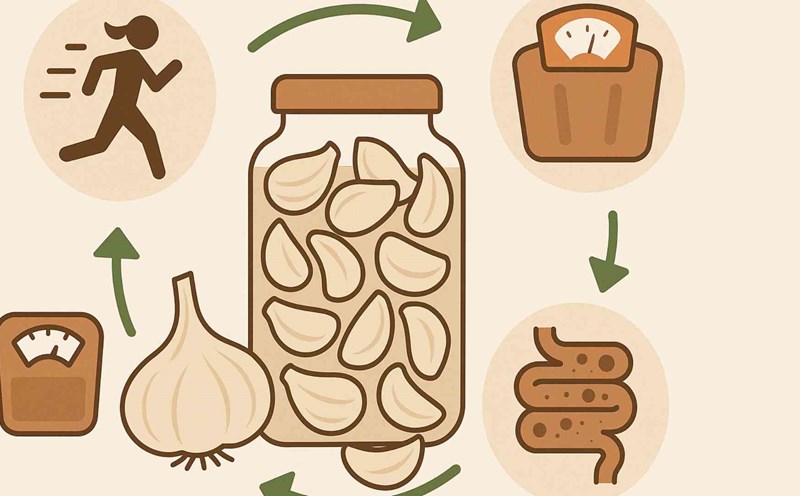 Soaked garlic helps lose weight effectively. Graphic photo: Hoang Loc