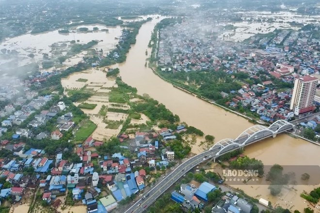 タイグエン市は近年、大雨後の洪水を何度も記録しています。写真:Viet Bac