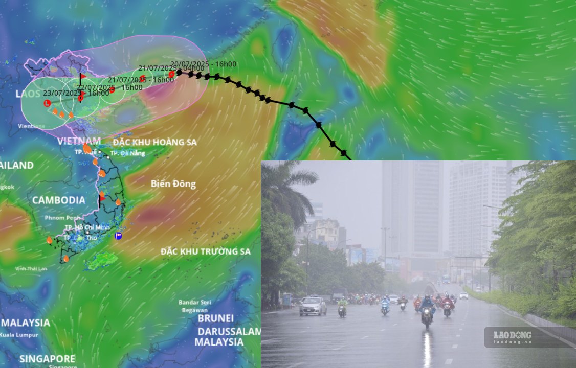 台風3号Wiphaは7月21日から北部で広範囲に大雨を引き起こすと予測されており、7月20日夕方から、局地的に大雨が降る場所もあります。台風のルート:ベトナム自然災害監視システム