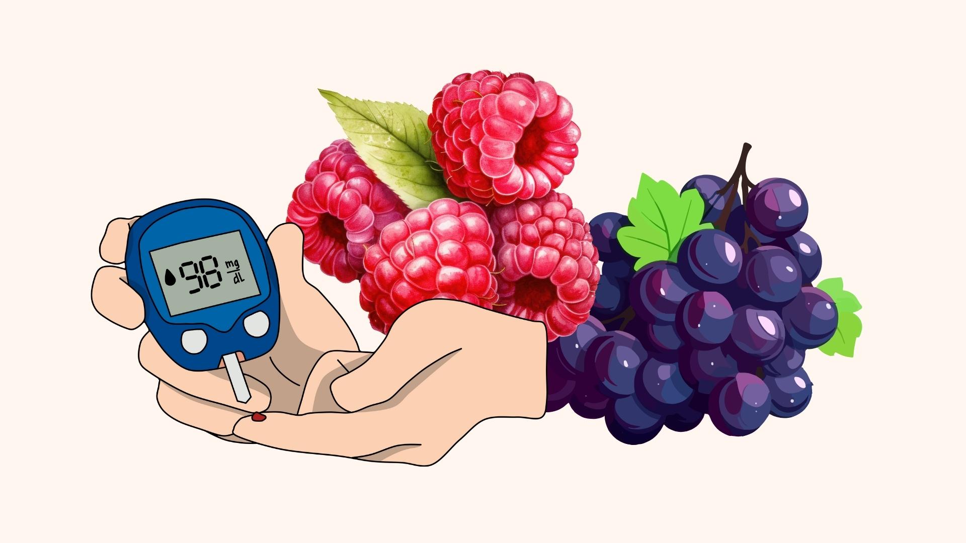Red and purple fruits help control blood sugar. Graphics: Linh Dan