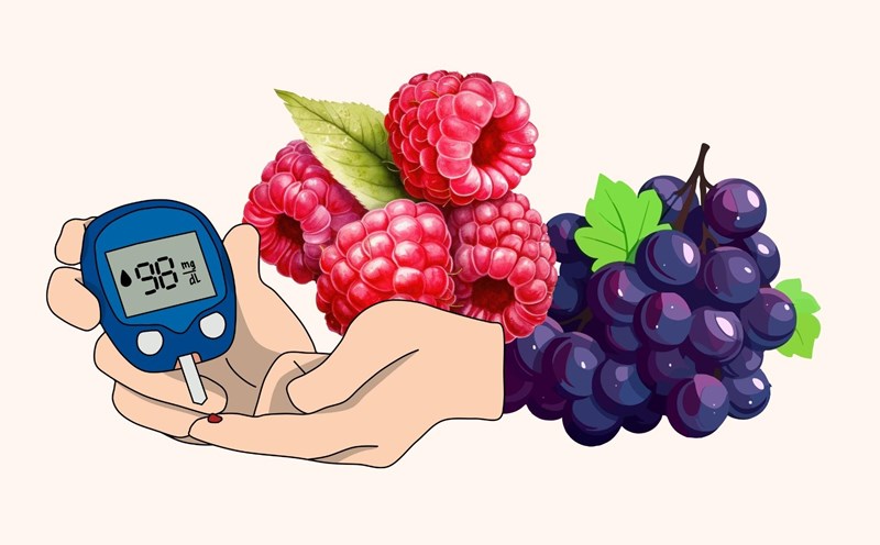 Red and purple fruits help control blood sugar. Graphics: Linh Dan