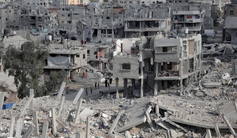 가자 지구의 도시는 이스라엘의 공격으로 파괴되었습니다. 사진: 신화통신