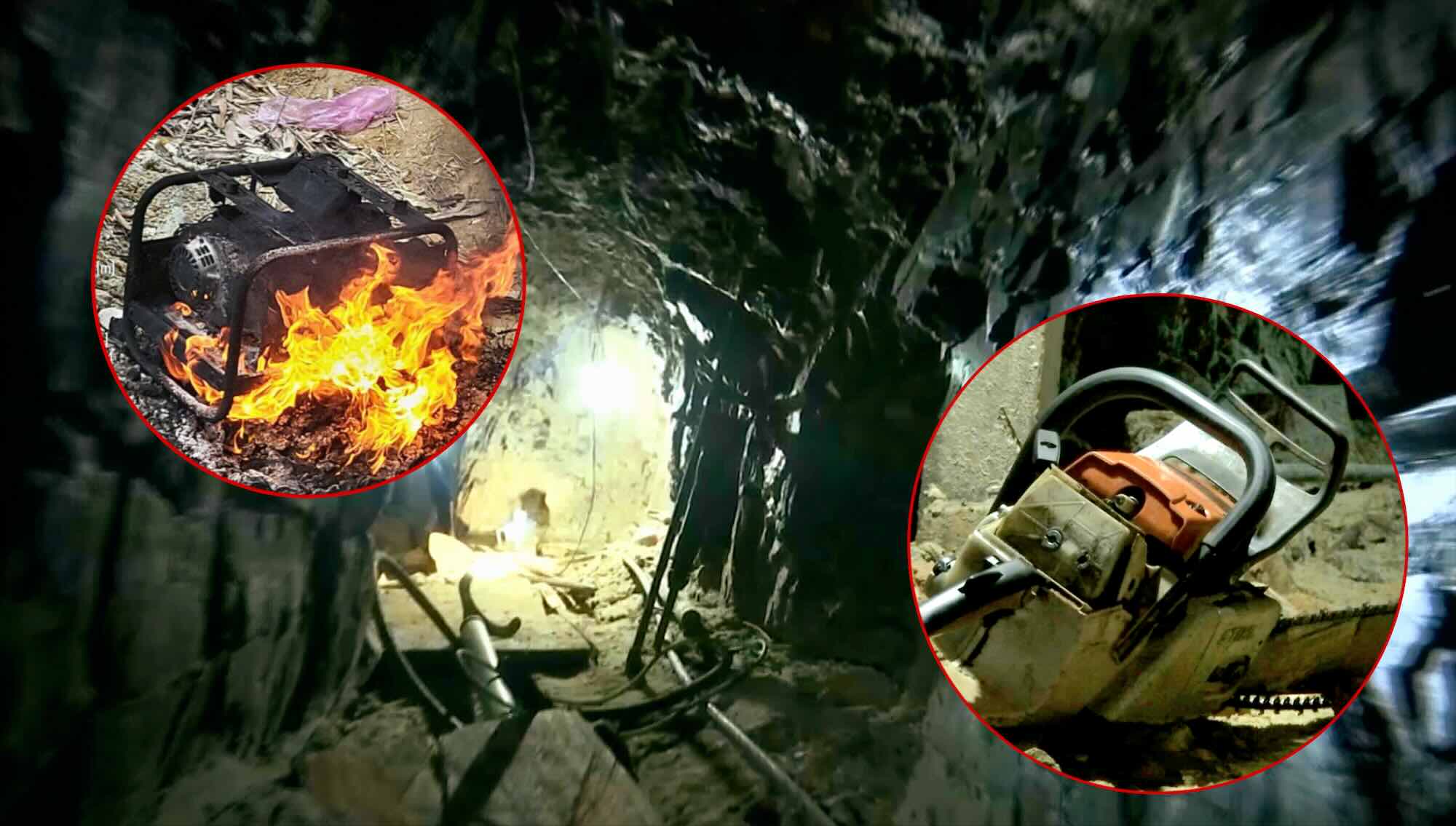 Inside the illegal gold mine in the forest, the army surveyed to destroy it.