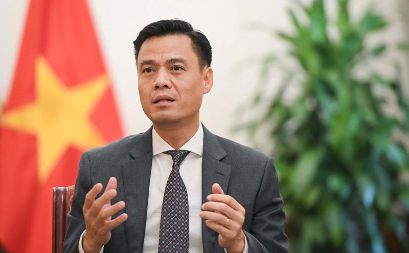 Deputy Minister of Foreign Affairs Dang Hoang Giang answered an interview about the working trip of Politburo member and National Assembly Chairman Tran Thanh Man. Photo: Ministry of Foreign Affairs