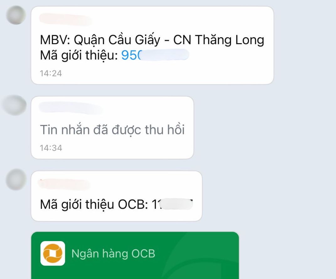 T.T va N.N gui ma gioi thieu, yeu cau moi nguoi nhap khi mo tai khoan ngan hang. Anh: Nhom PV
