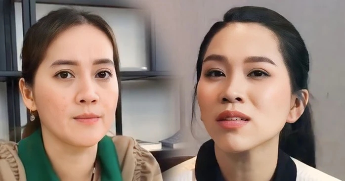 Hong Loan and Hong Phuong - the nephew of artist Vu Linh. Photo: Dong Hoang.