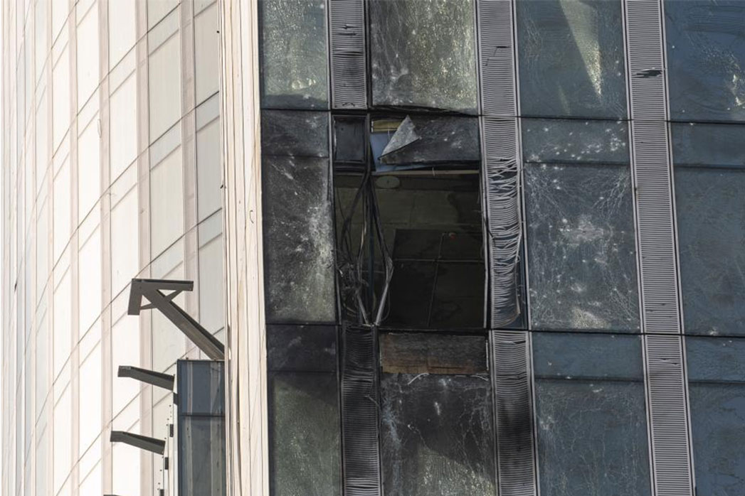 The remains of a Ukrainian UAV attack on the Russian capital Moscow in 2023. Photo: Xinhua