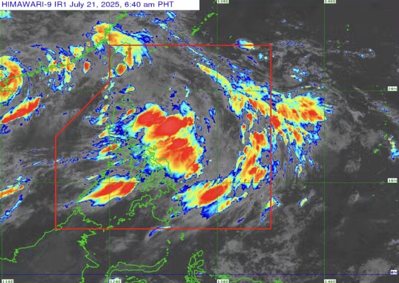 동해 근처의 저기압은 7월 20일에 발생했으며 계속해서 북쪽으로 이동하고 있습니다. 사진: PAGASA