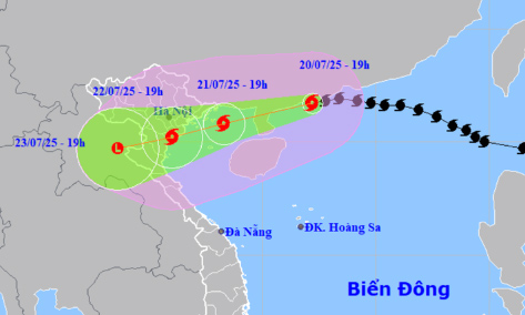 Location and direction of storm No. 3 Wipha. Photo: National Center for Hydro-Meteorological Forecasting