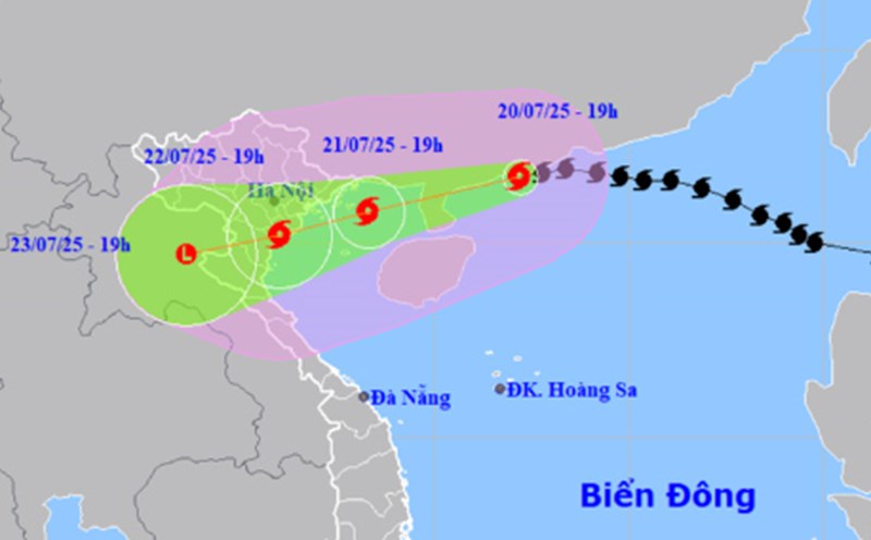 Location and direction of storm No. 3 Wipha. Photo: National Center for Hydro-Meteorological Forecasting