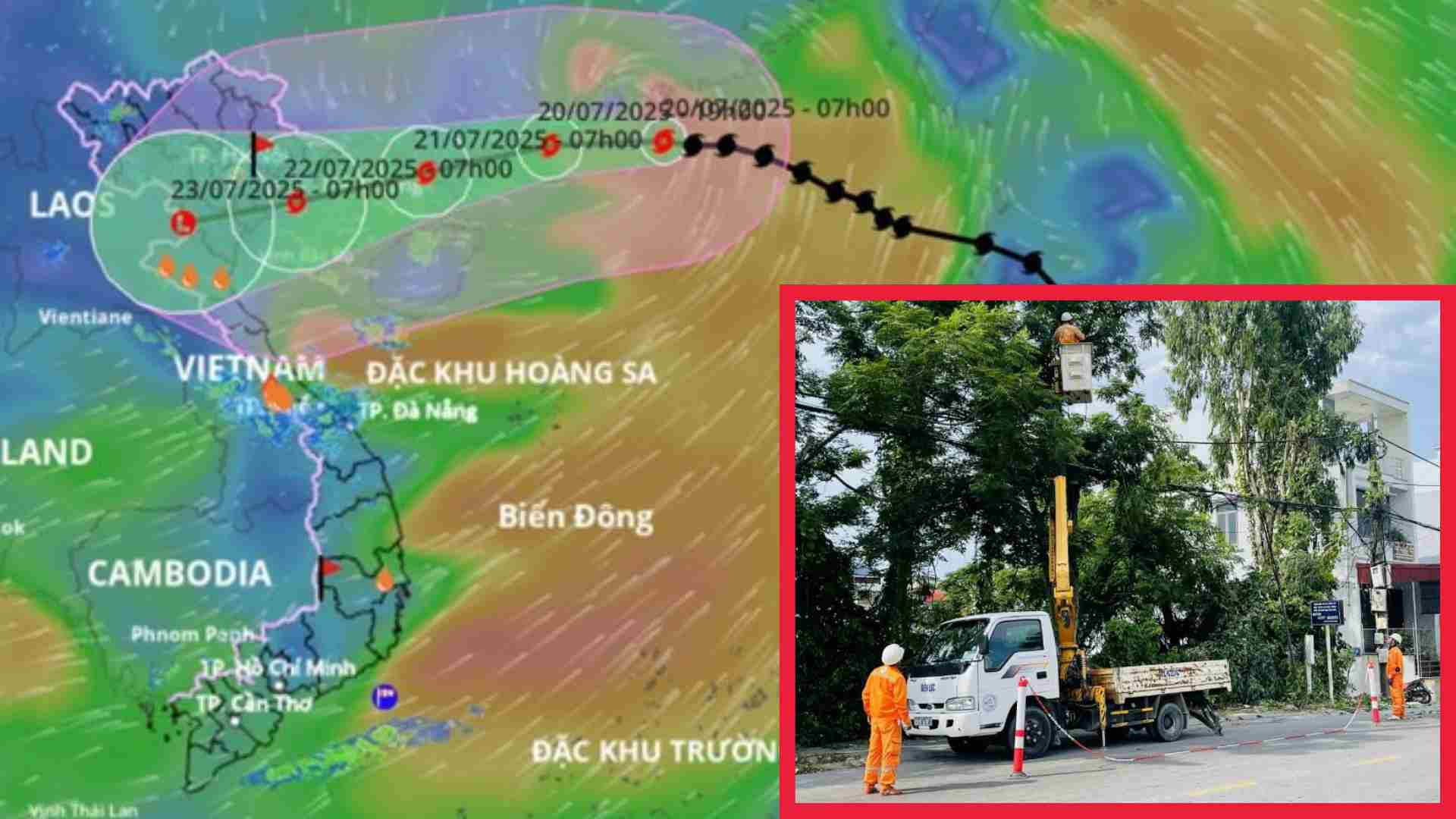 EVN envia un telegrama requiere que las unidades miembros respondan a la emergencia con la tormenta No. 3 de la wipha. Grafico: Thach Lam