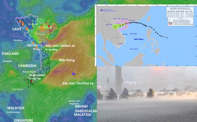 Typhoon No. 3 Wipha is forecast to cause more rain from this evening, July 21. Photo source: National Center for Hydro-Meteorological Forecasting/Vietnam Disaster Monitoring System
