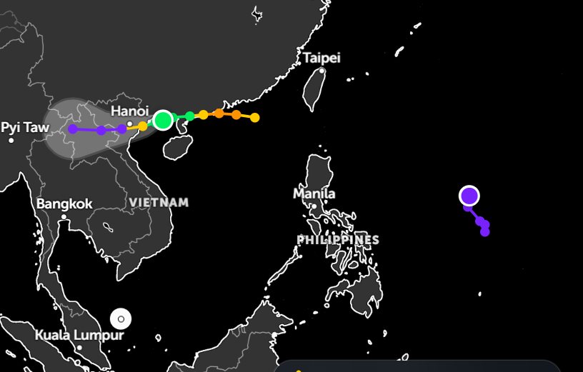 La nueva baja presion aparece cerca de la tormenta n. ° 3 de la wipha formada cerca de Filipinas. Foto satelital: Zoom