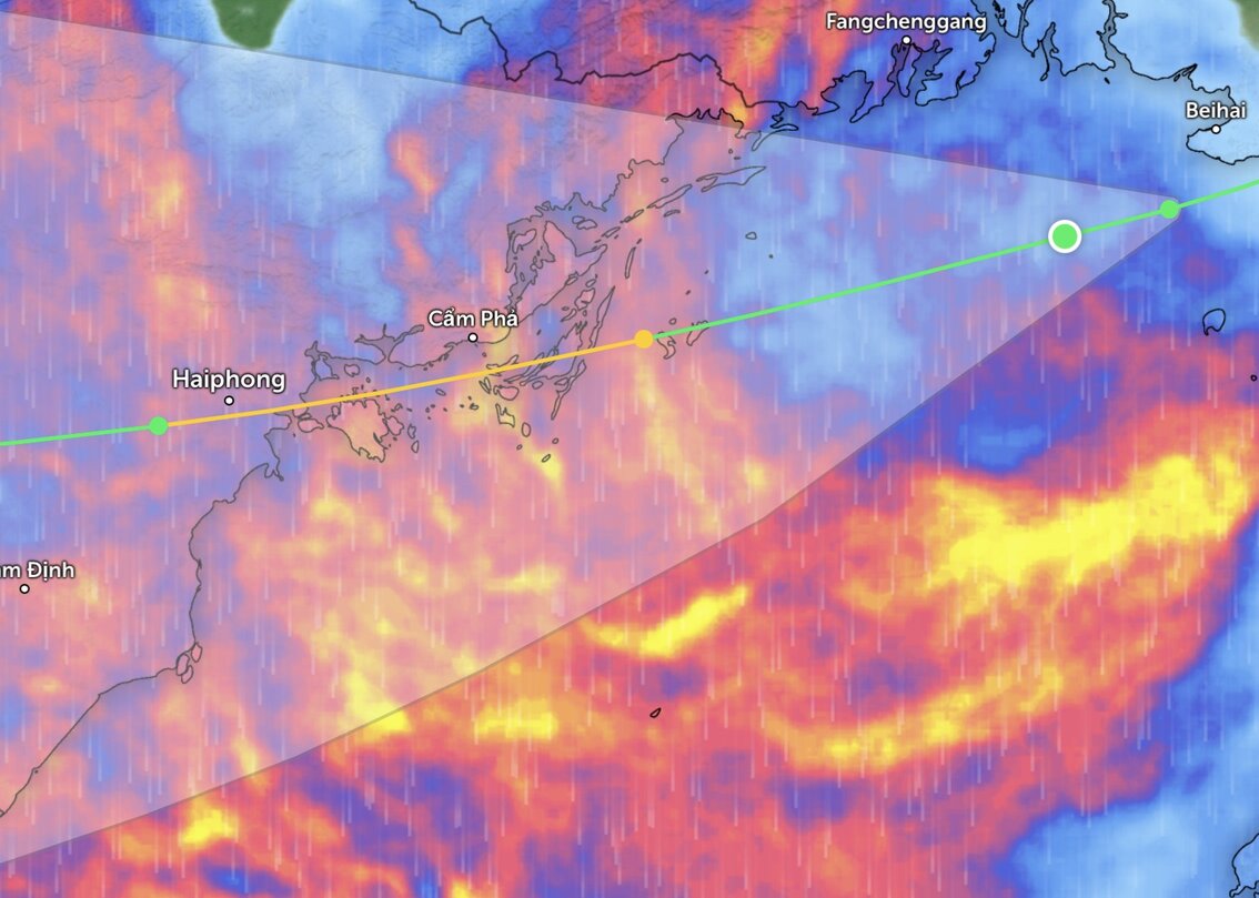 JTWC는 태풍 위파가 하이퐁에 상륙할 것으로 예측합니다. 사진: Zoom Earth