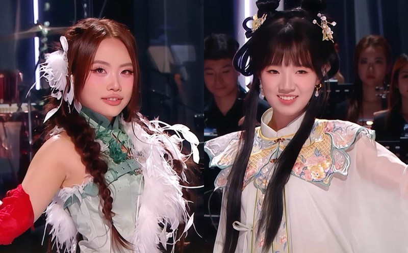 Phuong My Chi and Kha Lau on the Sing stage! Asia. Photo: Producer Sing! Asia