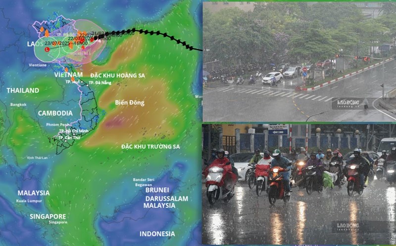 Storm No. 3 Wipha is forecast to cause strong winds in Hanoi from tomorrow afternoon, July 21. Source of the storm's path: Vietnam Disaster Monitoring System